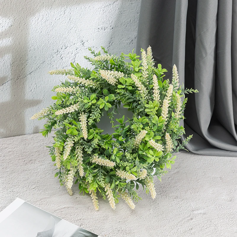 30cm Wholesale Door Decoration Custom artificial Christmas wreath grass lavender garland Indoor and outdoor doors