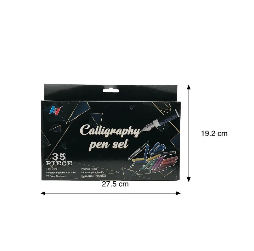 HY Gift Calligraphy Pen Set 35 Pieces/ 4 Pens 5 Nibs 22Ink Cartridges 1ink Pump 1 Instruction Booklet 1practice Paper