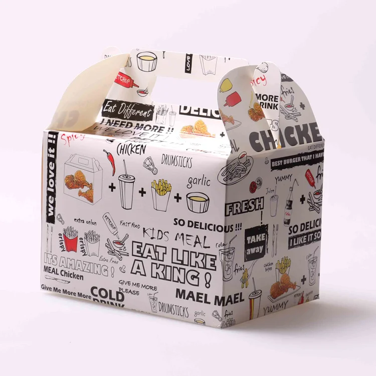 Customized Printed Paper Cake Packaging Food Box With Handle