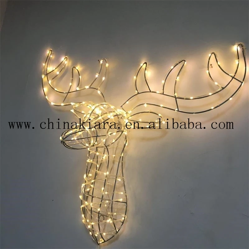 2024 Best Selling Outdoor Xmas Decor  Deer Head Lights Reindeer Led Outdoor