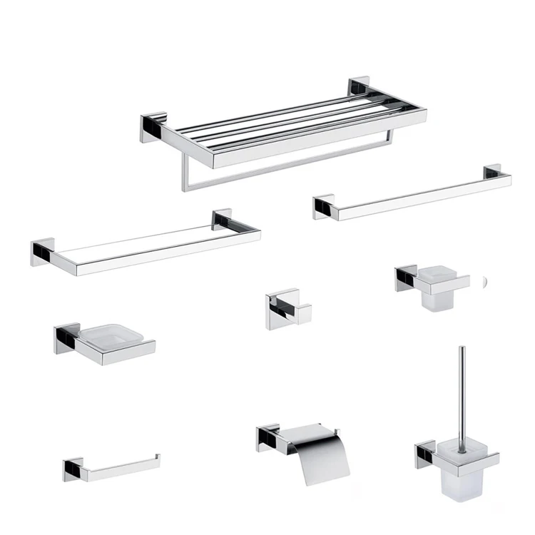 Customized Wall Mounted Hotel Brushed Bathroom Hardware Set Stainless Steel Bathroom Accessories Set