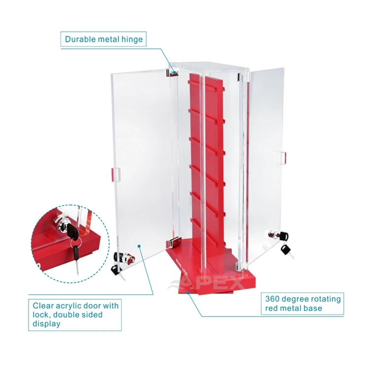 APEX Acrylic Turntable Rotating Display Stand Clear Door Jewelry Holder Display For Table