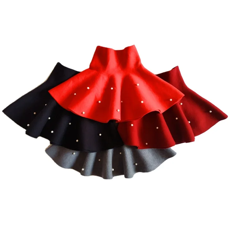 Fall Winter Baby Toddler Bottoms School Girls Knitted Skirt Princess Pearls Dance Party Skirts For Kids Children Clothes
