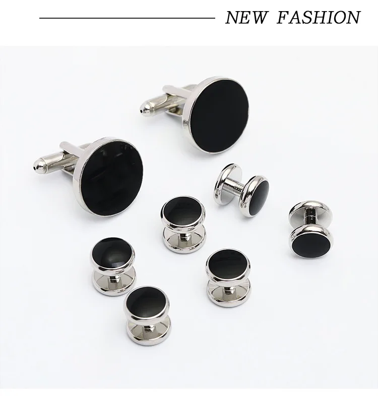 2024 New black paint cufflinks 8-piece tuxedo French shirt cufflinks