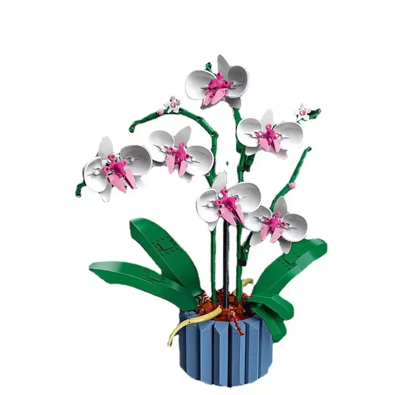 608pcs flower butterfly orchid bonsai plant model creative decoration Building Blocks Plastic Toy building block sets