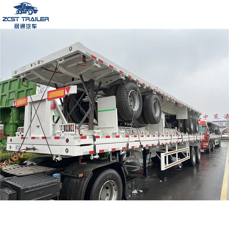 2 Axle JOST 28T Landing Gear 40ft Brand New Flatbed Flat Bed Container Semi Truck Trailer