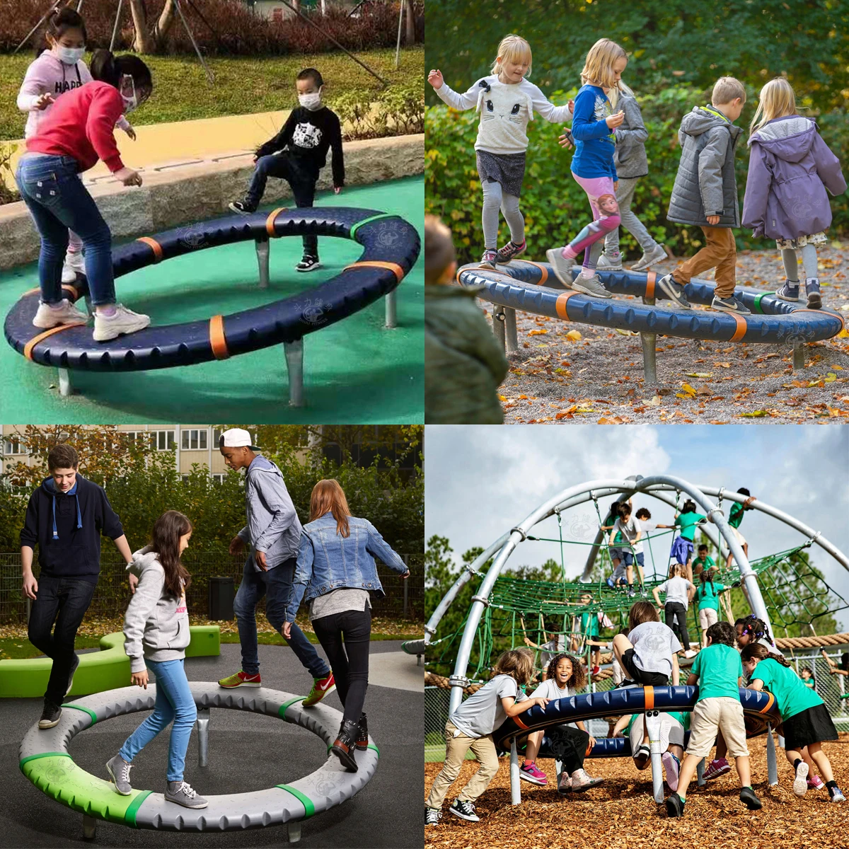 Douli updated outdoor indoor magic slanting ring carousel playground equipment LLDPE supernova rotating balancing running circle