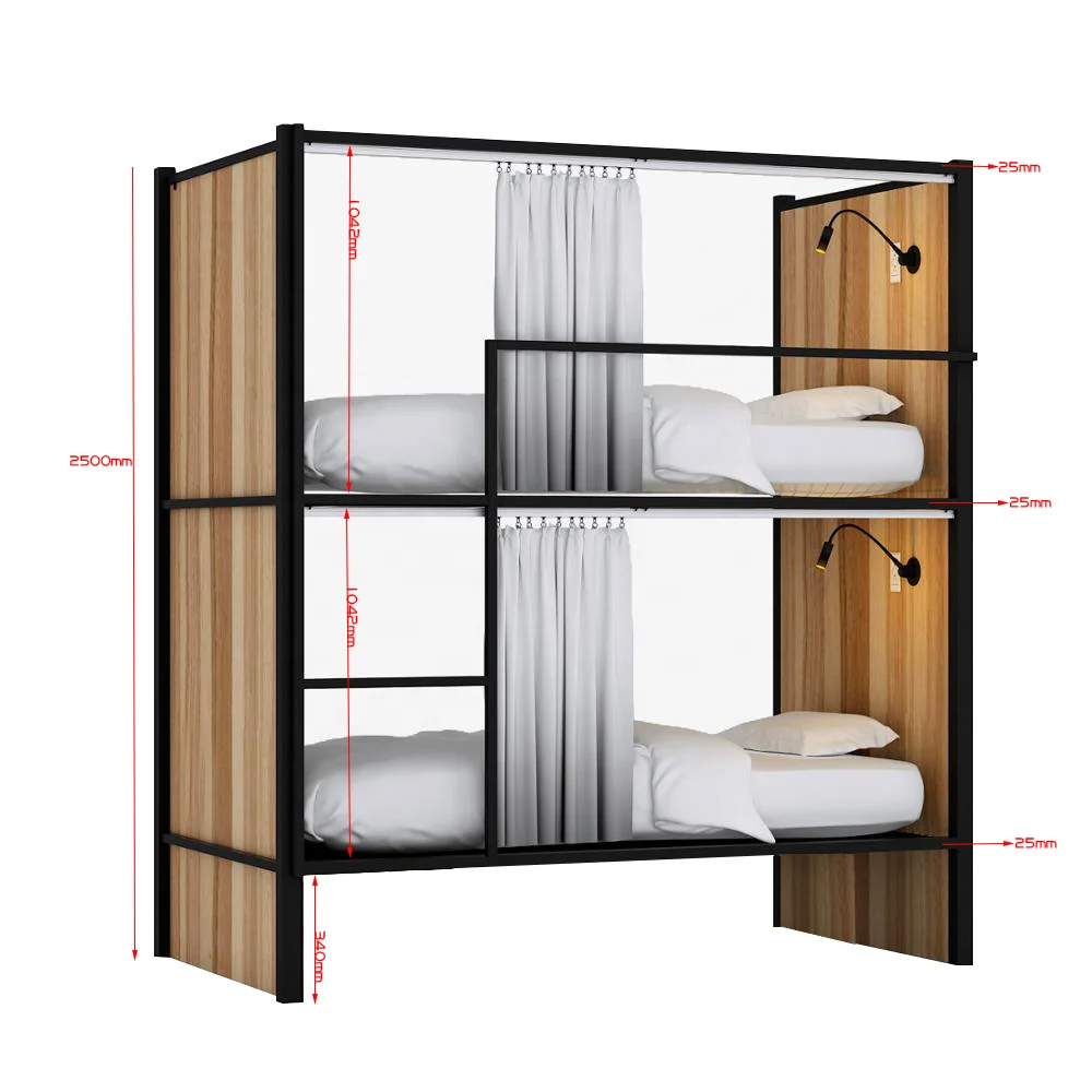 Популярная новинка, занавеска на заказ, Металлическая стальная двухъярусная кровать для гостиничного общежития