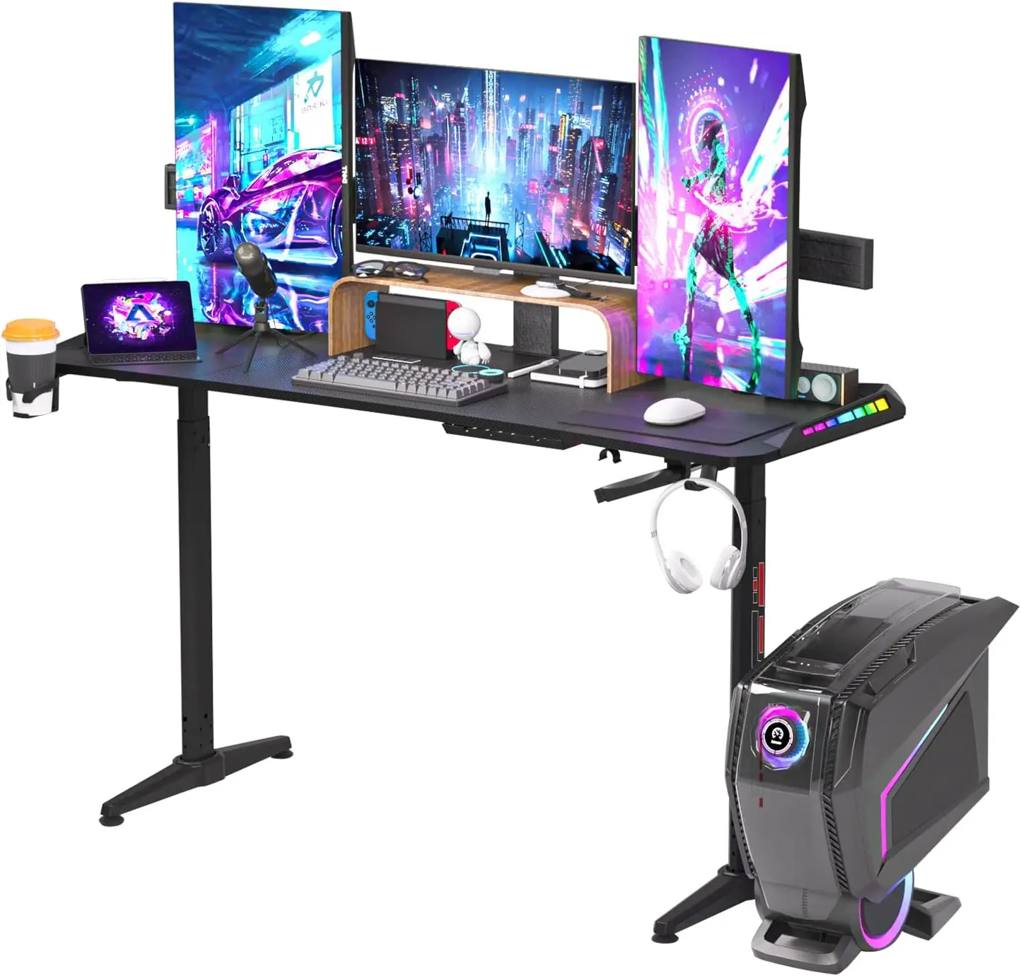 Прямая Продажа с завода LANGTOO недорогой современный стол для рабочего стола неоновым светом домашний Регулируемый компьютерный