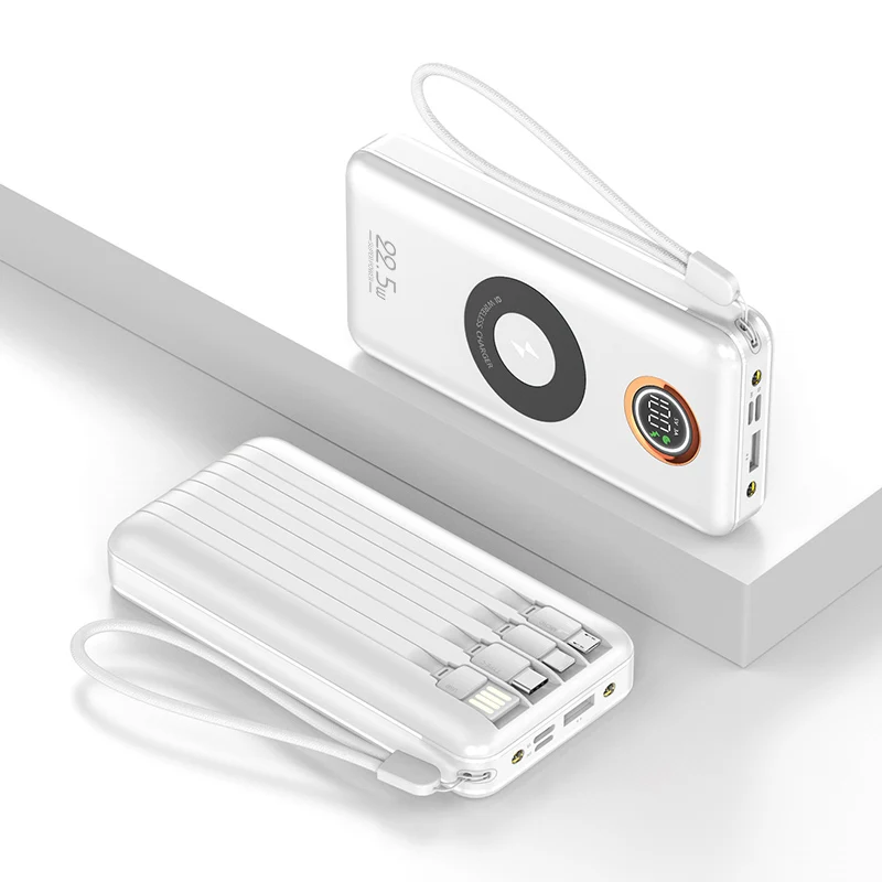 Multifunction 7-in-1 Power Bank 20000mAh External Battery Wireless Charge 18W 20W 22.5W PD Fast Charging Power Bank