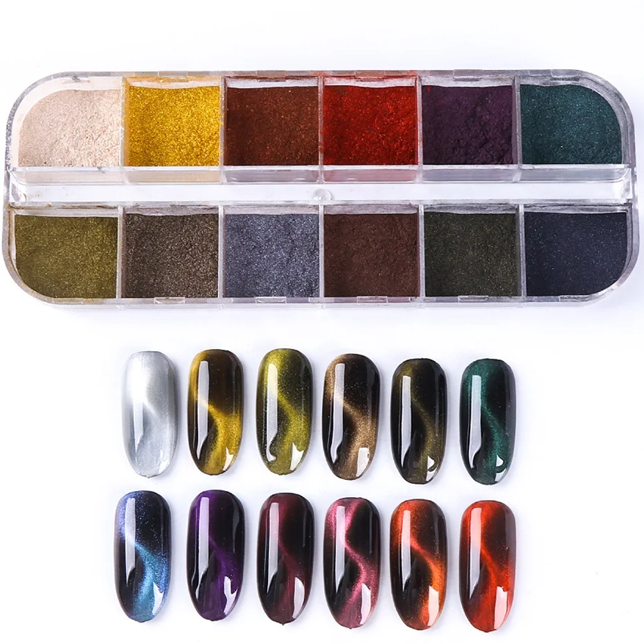 Hot-selling Acrylic Powder High Pigment Nail Set Nail Glitter With 12 Colors Glitter Fashionable Sequin Nail Mirror Powder