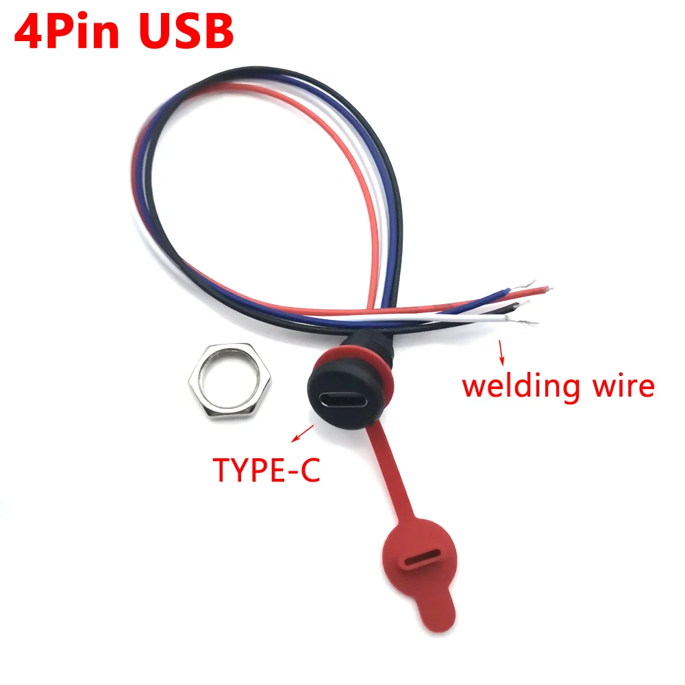 USB-C 4Pin высокий ток зарядки разъем с PH2.0 гайка кнопка блокировки пластины USB TYPE-C Женский Тип C переходник с внутренней резьбой разъем Jack