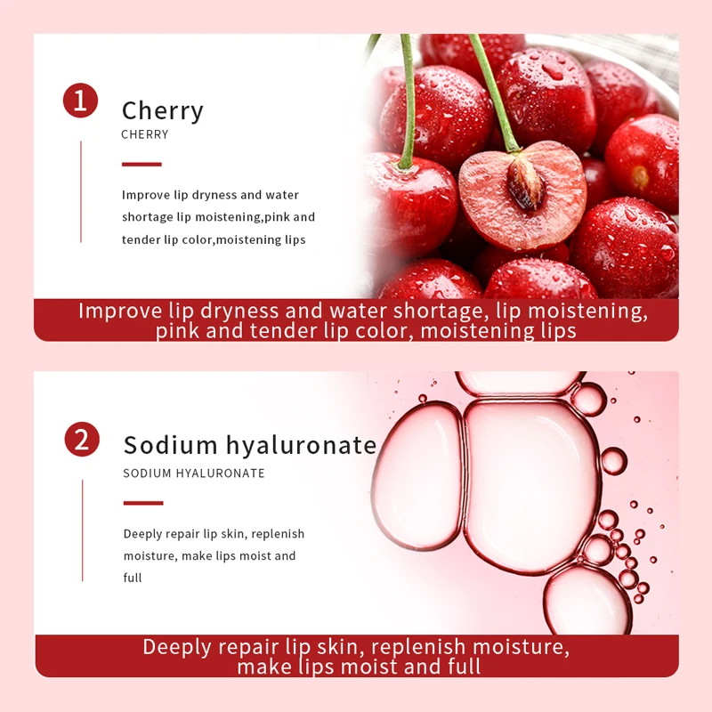 BIOAQUA  Private Label Lip Skin Care Moisturizing Anti Aging Cherry Collagen Sheet Lip Mask