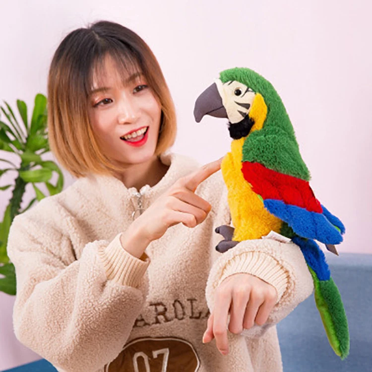 
22 CM Hot Selling Wholesale Electronic Music Toy Plush Simulation Parrot Toy Plush Talking Parrot 