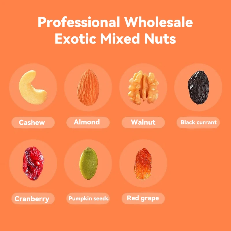 New Arrival 150g 200g 7 Kinds of Canned Mixed Nuts Chinese Walnut Almond Snacks Best Selling Exotic Snack
