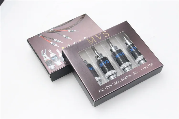 MVS pure copper gold-plated banana head Y pin plug welding-free audio amplifier terminal block speaker cable plug