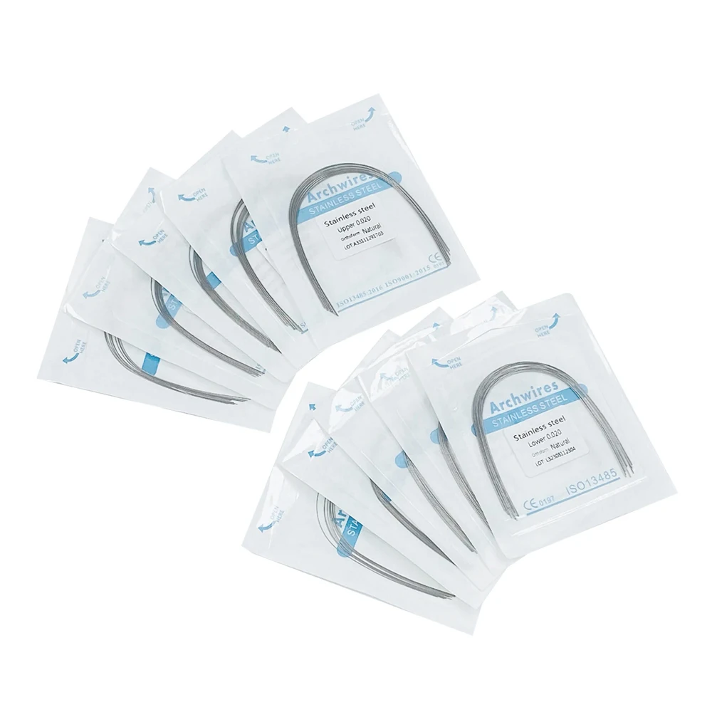 10pcs/pack Dental Orthodontic Stainless Steel Round/Rectangular Wire Natural Form Dentist Material Dental Arch Wire
