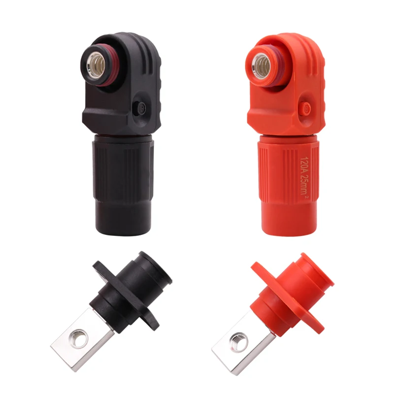 8mm Pin,  25mm2 Cable Diameter, 120A Single Pole Right Angle 90 Degree Plug Socket HV Energy Storage Battery Connector