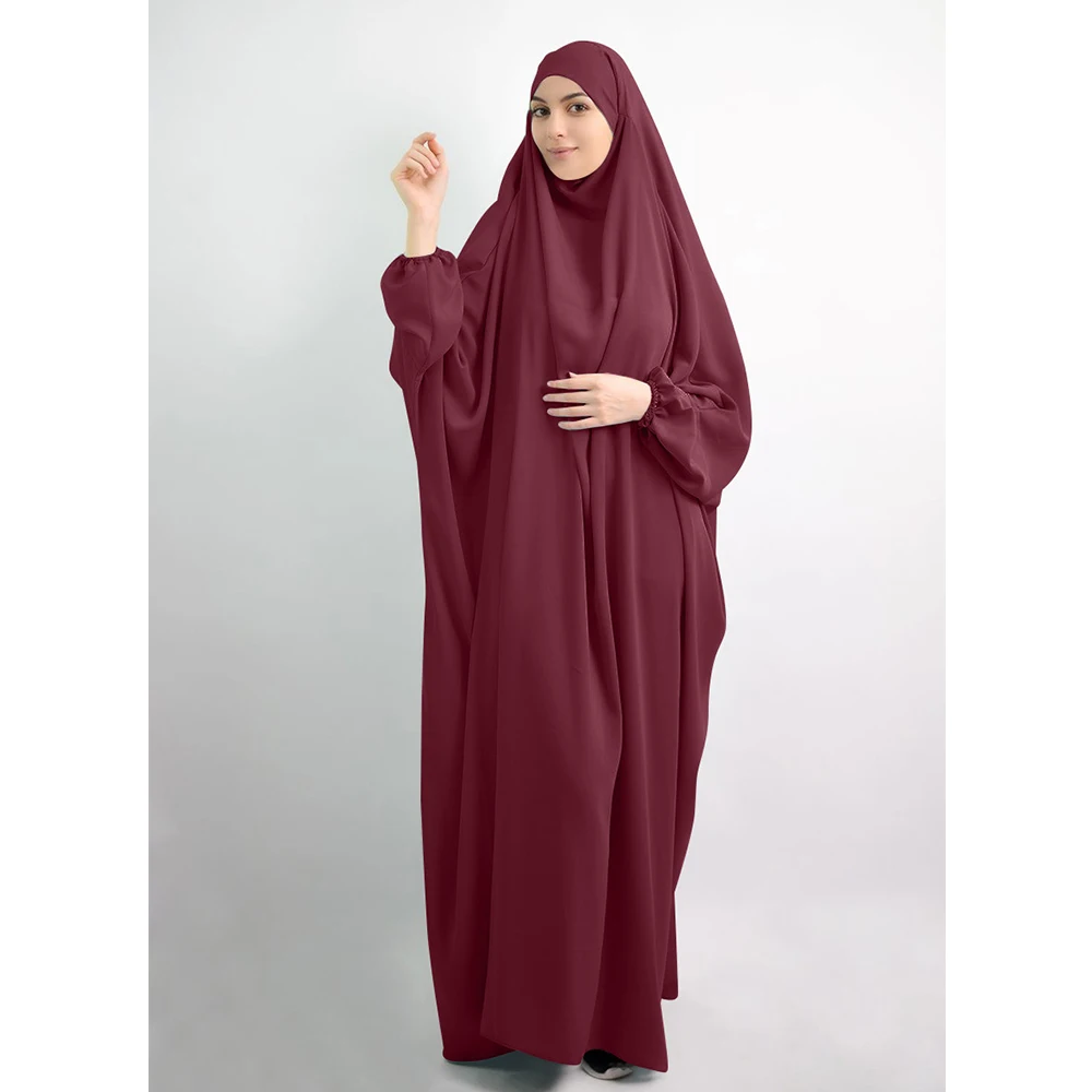 Abaya Long Khimar Full Cover Dress Eid Muslim Women Hijab Dress Prayer Garment Jilbab Ramadan Gown Abayas Islamic Clothing