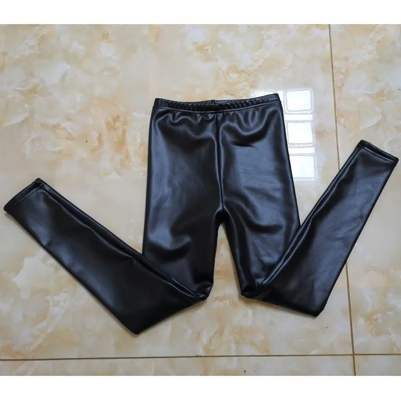 
New 2021 winter Custom Kids Children Leather Leggings Wholesale Custom Tight Leather Winter Soft Children thin Leggings 