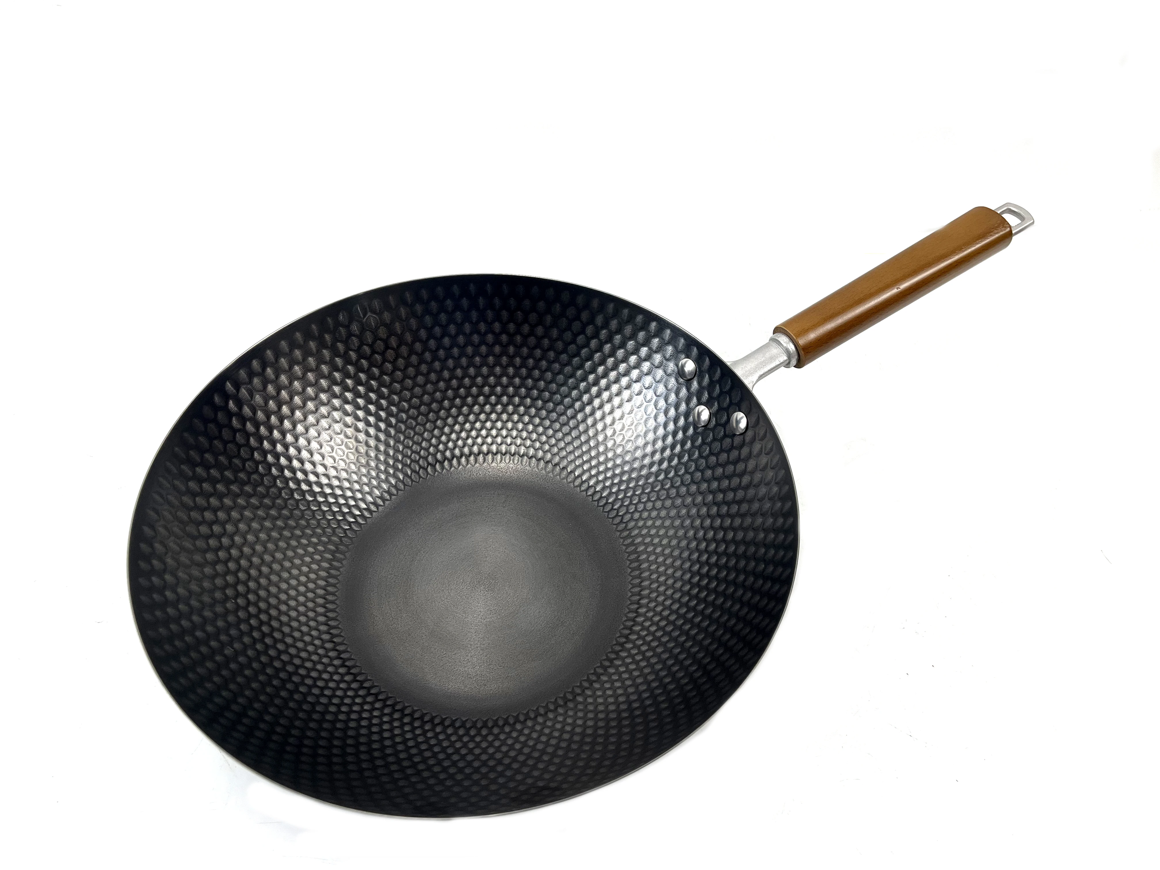 New Arrival 30 cm Nitriding Wok Diamond Design Wok Pan Wooden handle Woks & Stir-fry Pans w/o Coating