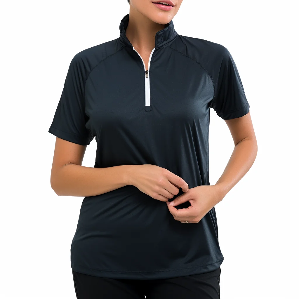 Custom Polo Shirts Short Sleeve 1/4 Zipper Up Polyester Anti-pilling Golf Polo T Shirt Women Polo