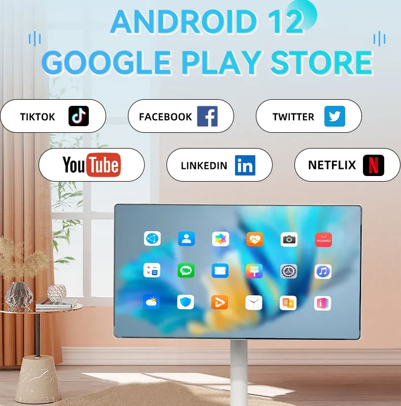 21.5Inch Tv Vintage Style Portable Rotatable Hd1080 Smart Screen Original Stand By Me Mobile Tv