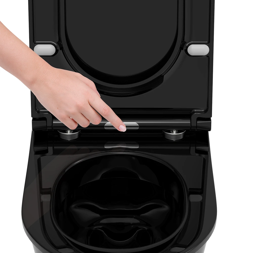 Sunten SU046 Modern D-Shape Urea Toilet Seat Soft Close UF Design for Wall Hung WCs for Bathrooms and Hotels