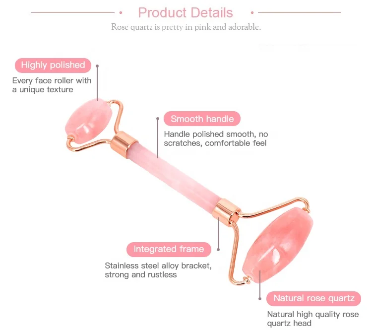 Высококачественный натуральный нефритовый массажер для лица, розовый КВАРЦЕВЫЙ ролик, Нефритовый ролик, набор гуаша