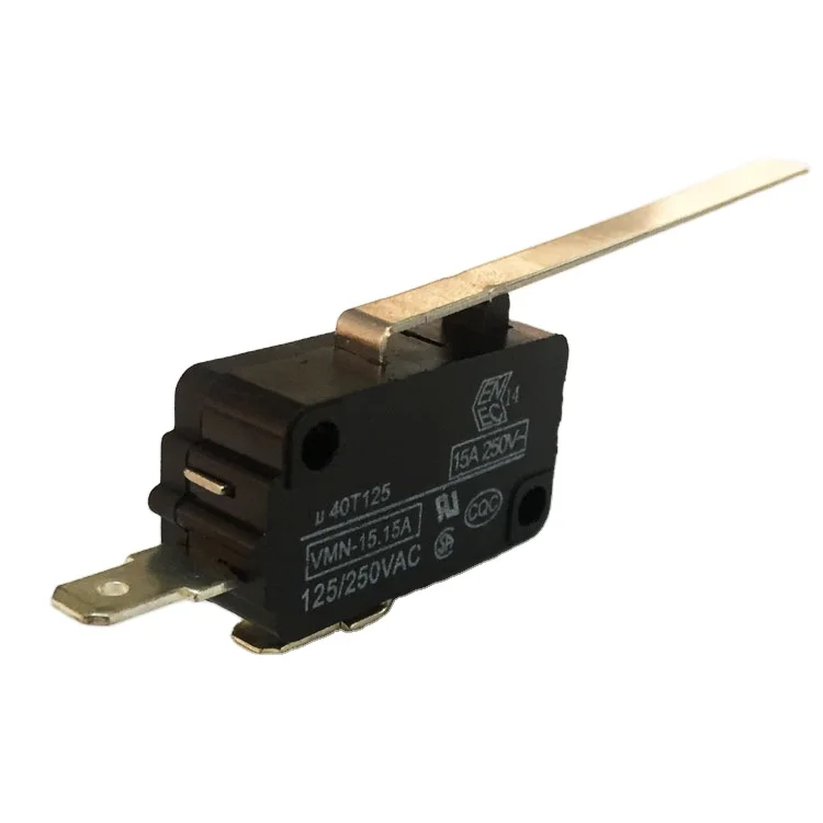 Tuowei/Towei safety micro switch supplier manufacturer 15A/250V t125 2 pin heater micro switch with long lever