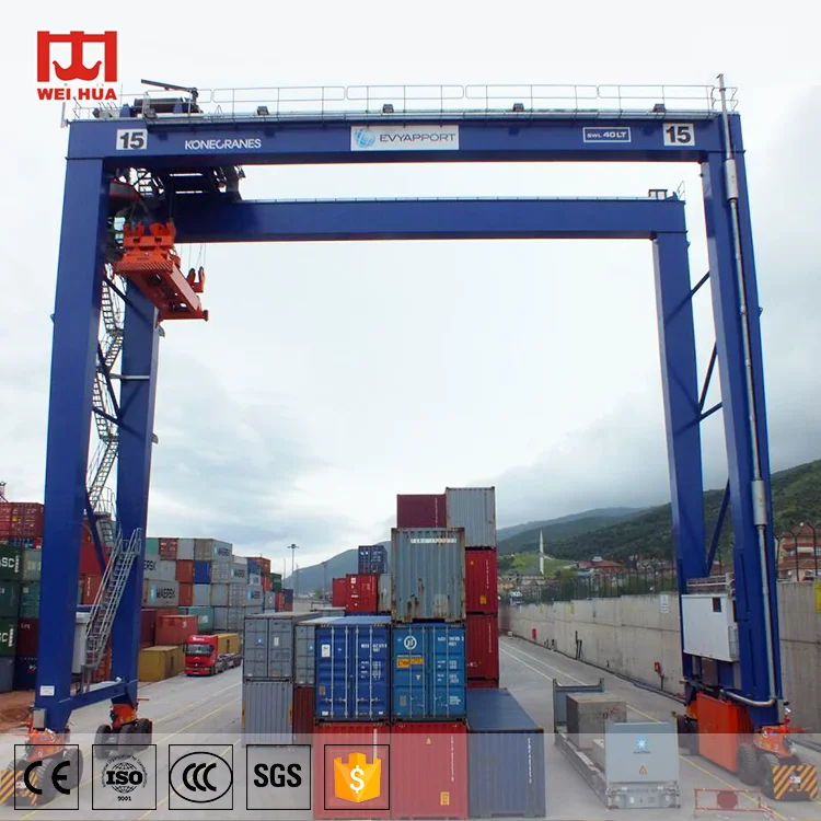  Weihua Высокое качество 30 тонн 40 45 50 RTG резиновый Тип Козловой Кран