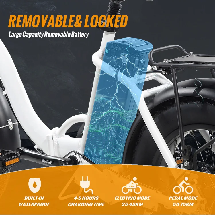 USA Warehouse Powerful 20 inch Fat Tire Folding E bike electric bicycle 48V 500W 750W Foldable Ebike Electric Bike For Adults 5