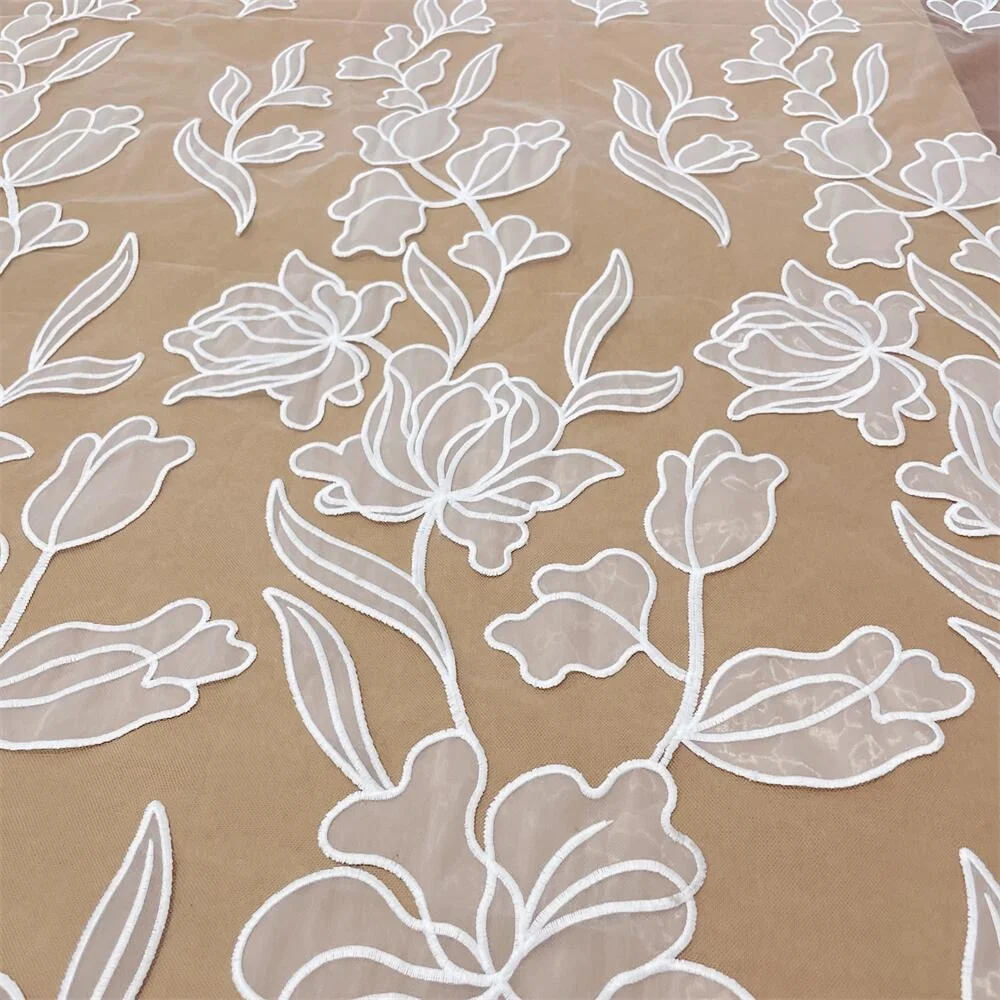 Soft flower wedding dress decoration handmade DIY studded sequin lace fabric embroidered curtains