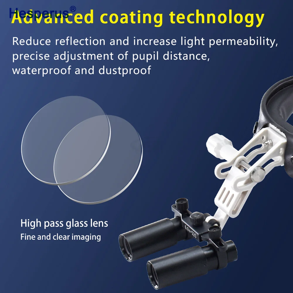 DEASIN 5X / 6X Dental Magnifier Binocular Kepler Loupes Headband Adjustable with LED Headlight 5W Dentist Surgical Headlamp Tool