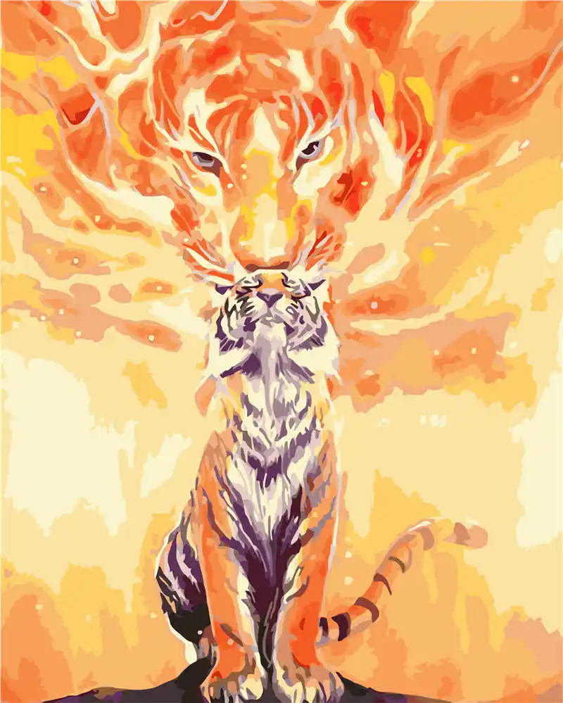 
40*50cmVA-0637Tiger kingDecoration Impressionist Painting Acrylic Digital Hand-Painted Lacquer Handmade Painting 