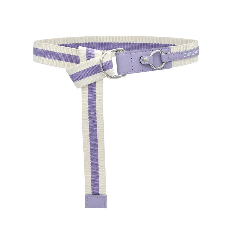 Double D Ring Buckle Letter Logo Printed  Cotton Fabric Canvas Web Youth Belt Fashionable Leisure Outdoor Student Belt for Kids