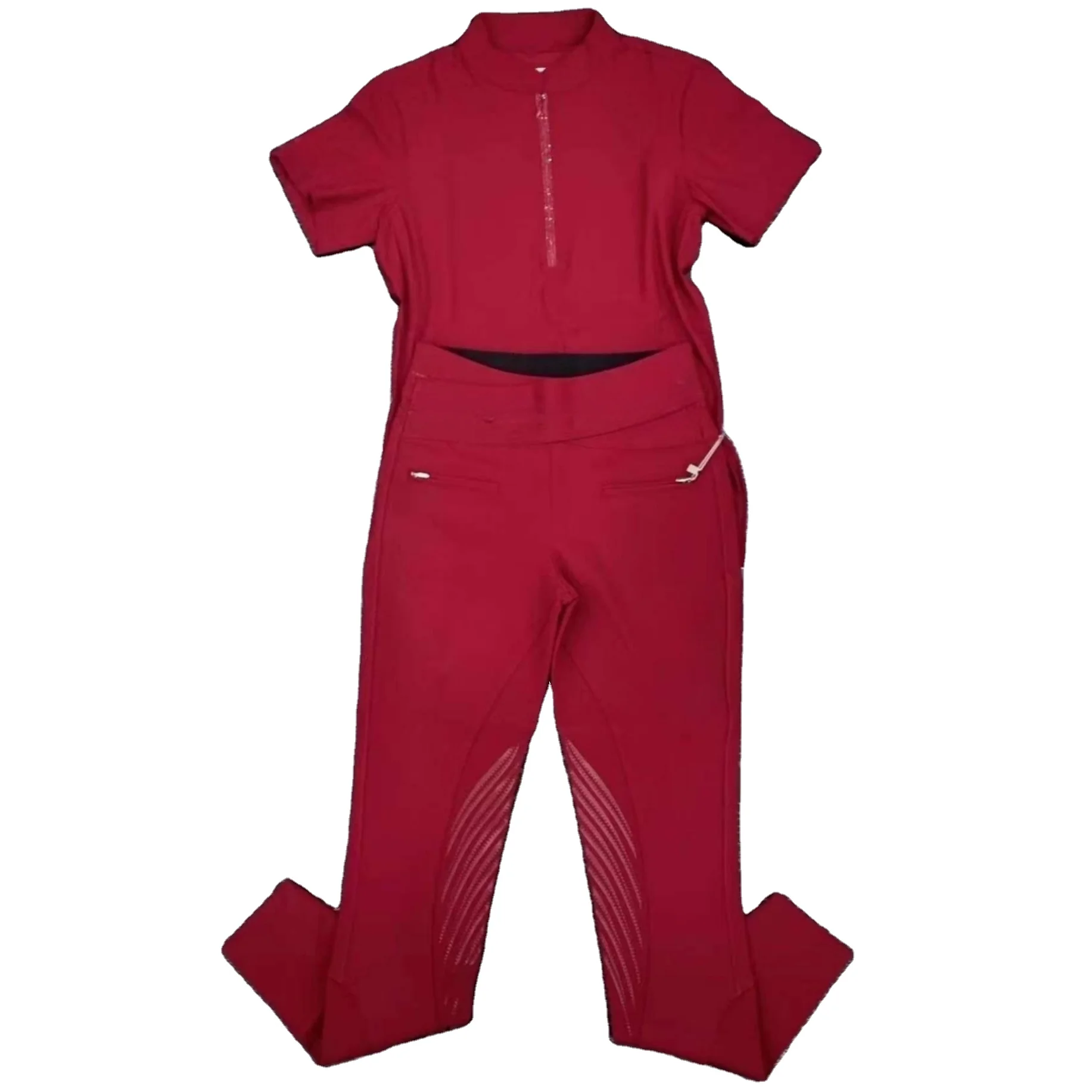 Wholesale High Quality Shirts Short Sleeve Horse Riding T-shirt and Breeches Set For Women