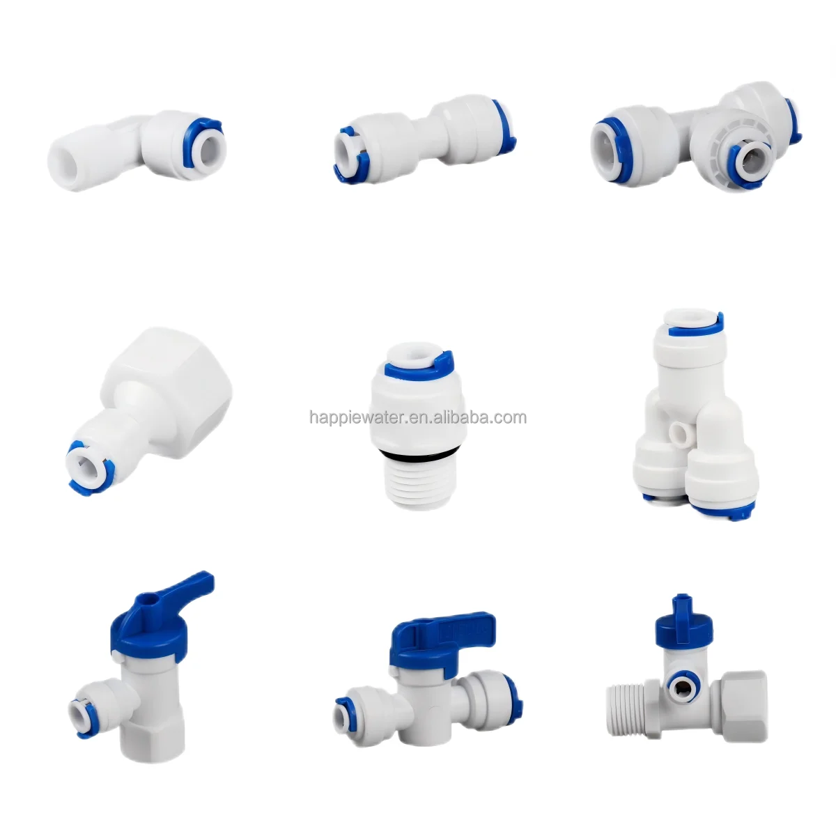 White Plastic Food-Grade POM Material Quick Connector Water Fitting 1/4 3/8 1/2 5/16 12 mm for Water Purifier & Filter