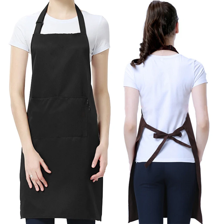 wholesale custom cheap black bib sleeveless waterproof polyester baking grill barbecue kitchen cooking mens aprons for women