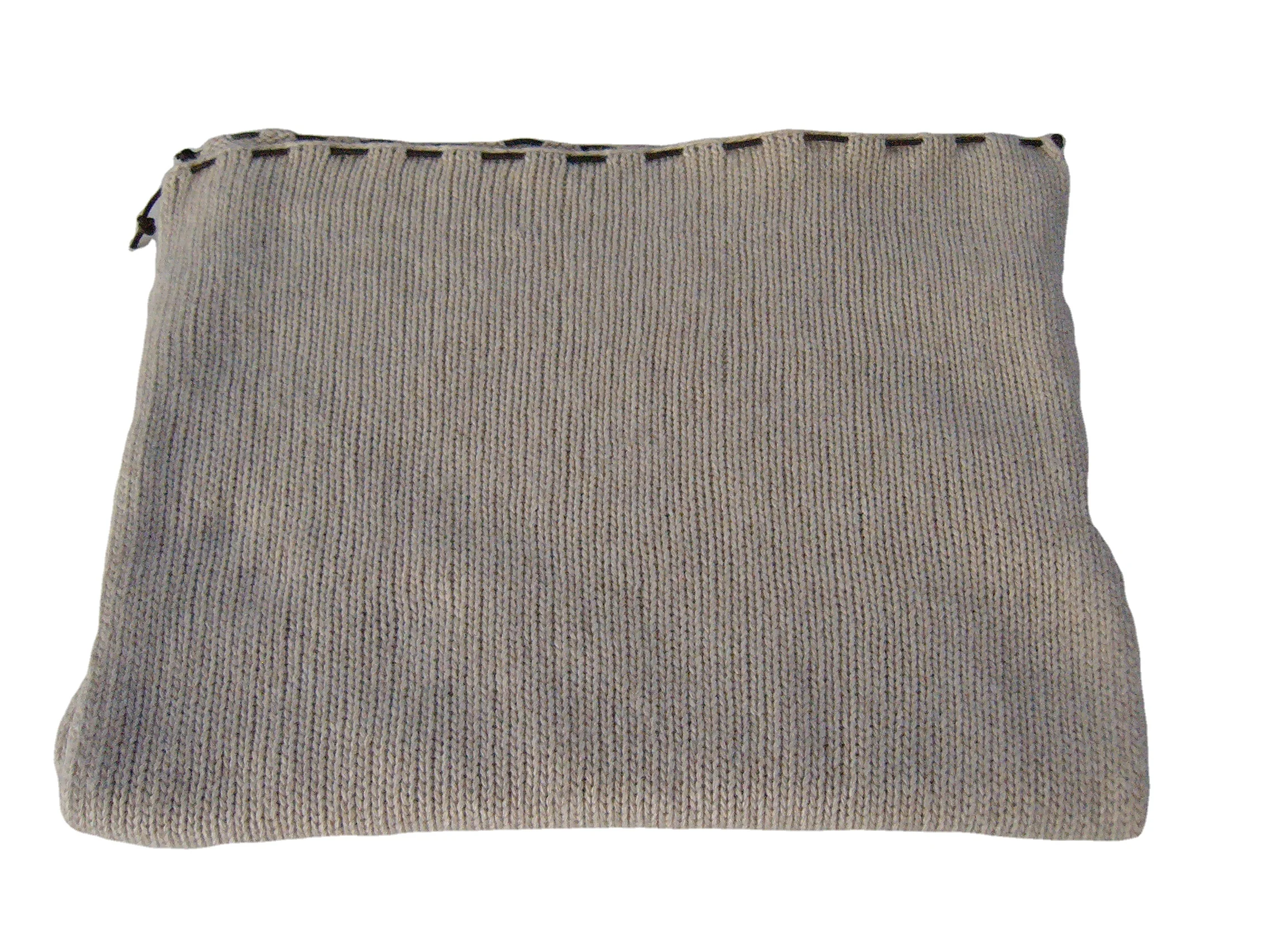 High quality made in Italy unisex soft light plain with leather border luxury  knitted wool shawl scarves for men women