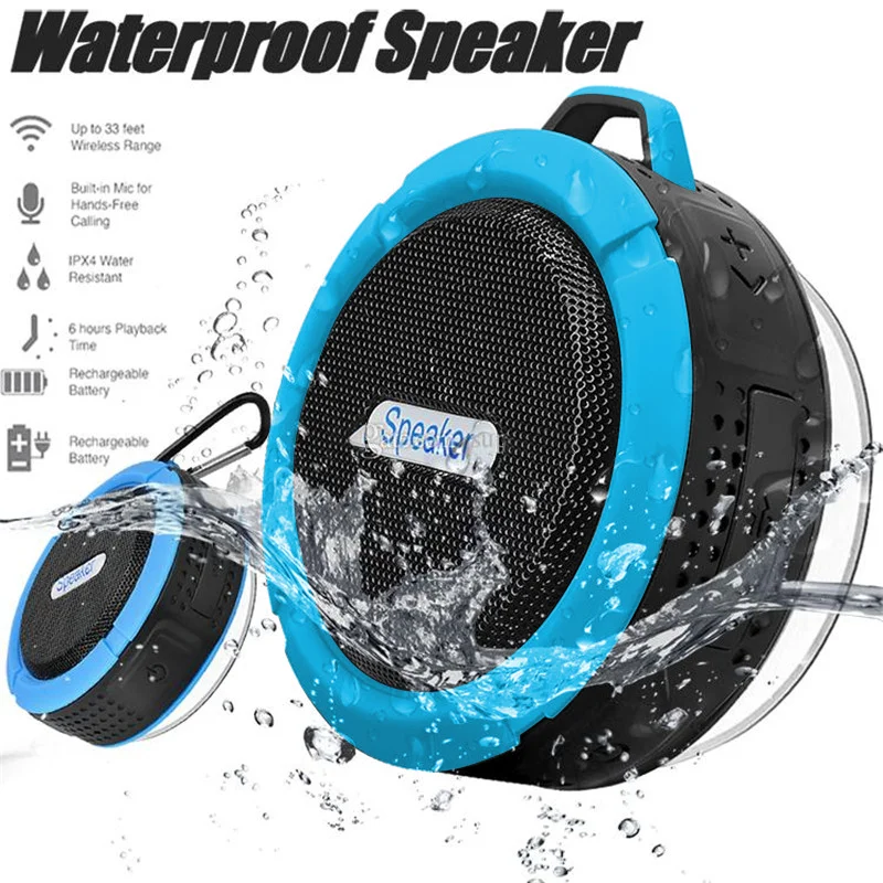 C6 Waterproof Outdoor Blue tooth Speaker TF Wireless Music Loudspeaker Portable Speakers Shower Speaker For Bike/Bathroom