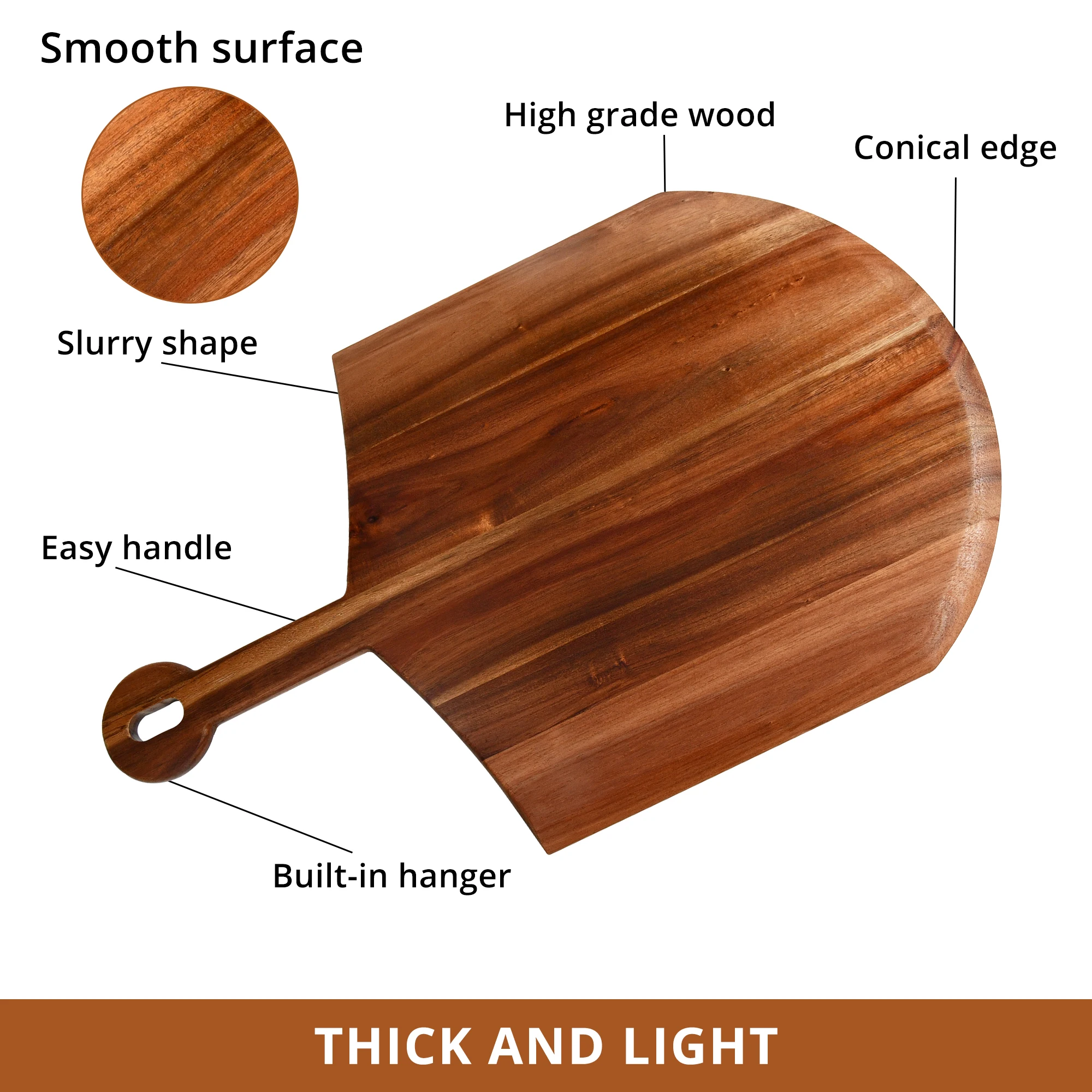 Pizza Peel Premium Wood  Spatula Paddle Cutting Board Handle Baking Bread Fruit Vegetables Cheese