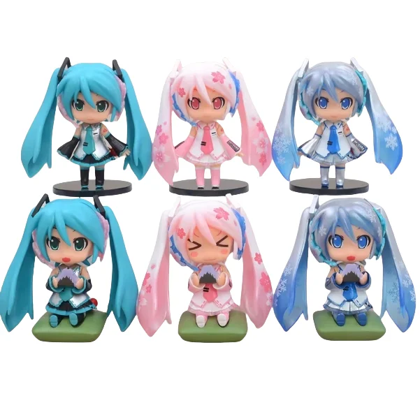 6 Hatsune Q Version Girl Series Hand Model Blind Box Twist Machine Cake Decoration Action Figures