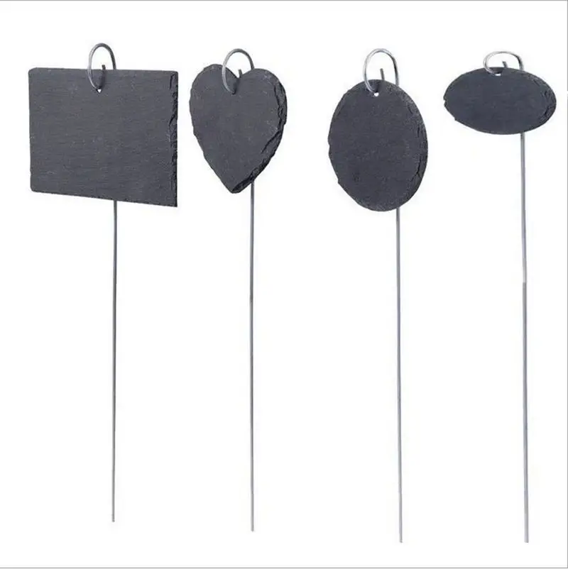 Garden Plant Stakes Stone Heart Square Round Oval Fruit Flower Label Slate Signs And Tags