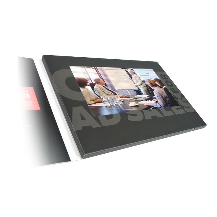  Новый дизайн ЖК-видео-книга 7 дюймов LCD видео-поздравительная открытка для свадебных приглашений папка Почтовая видео брошюра