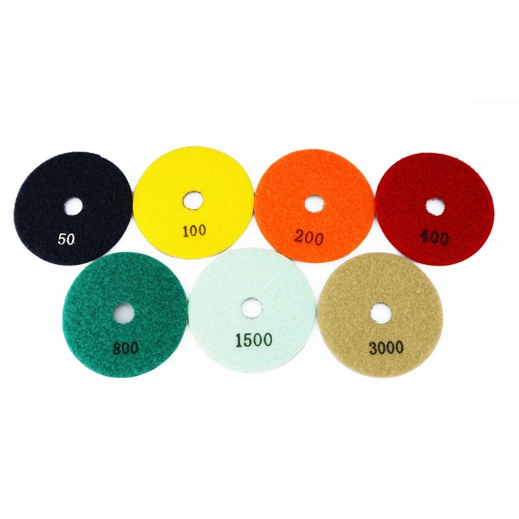 7pcs 100MM Resin Bond Diamond Wet Polishing Pads Flexible Grinding Disc for Marble & Granite Tile Sanding Quality Product