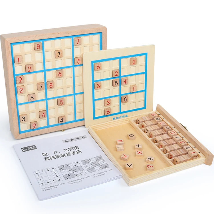 Многофункциональные шахматы 3 в 1, четыре, шесть, девять квадратов, судоку, детская деревянная настольная игра