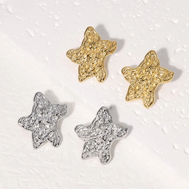 Stainless Steel Flower Fish Star Earring for Women non-fading Simple High Cold Style Earrings Metallic Stainless Steel earrings