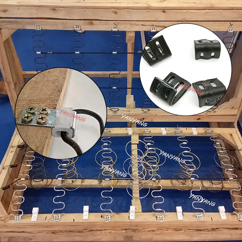 Yanyang sofa spring clamp durable quality fastener four holes plastic covered sofa clips for furniture