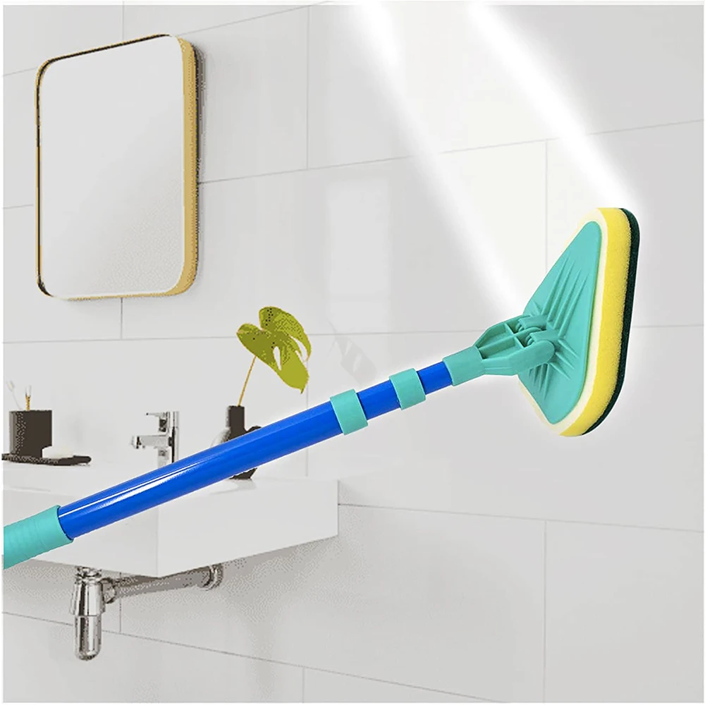 3 IN 1 Telescopic Extendable Handle Cleaning Sponge Brush for Clean Kitchen Bathroom Toilet Tiles Floor & Windows Easy Reach